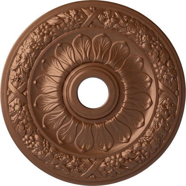 Ekena Millwork Swindon Ceiling Medallion (Fits Canopies up to 6 1/8"), 24"OD x 4"ID x 1 1/2"P, Polished Copper CM24SWPOS - main